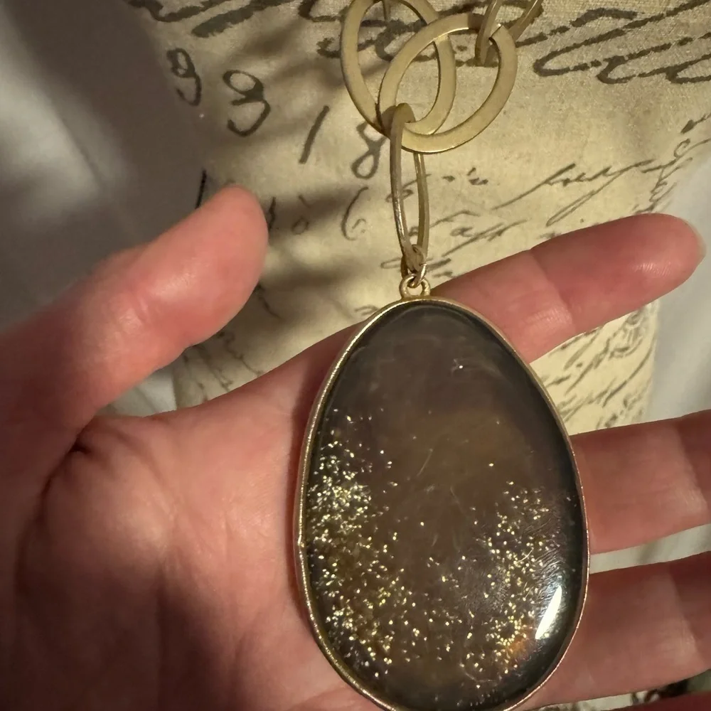 Chicos purple pendant with gold shimmer